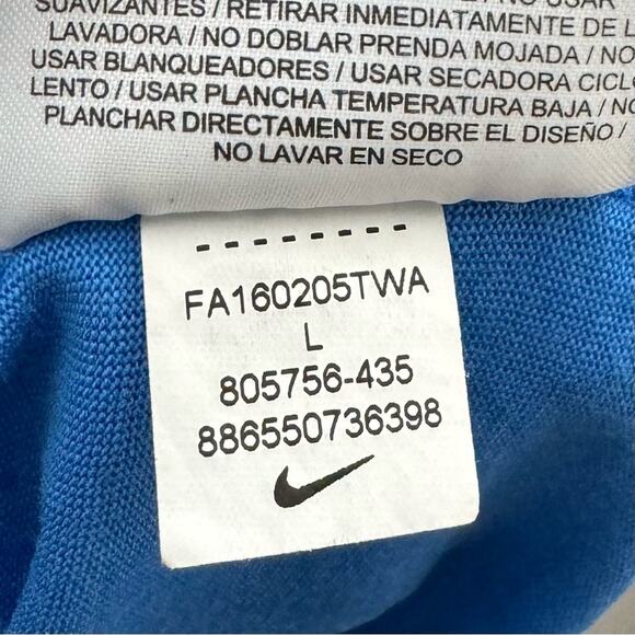 NIKE / blue white Just Do It logo scoop neck t-shirt / L - Picture 6 of 8